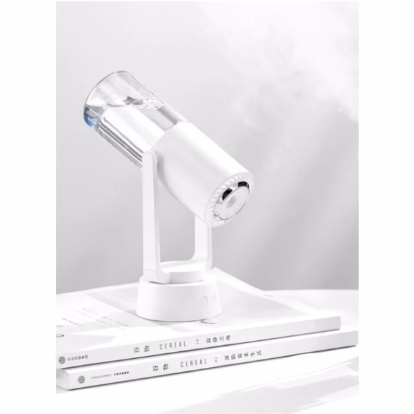 Umidificator si Purificator aer ultrasonic portabil, rezervor 200ml, cu ioni negativi, LED 7 culori, rotatie 360 grade, Alb - imagine 4