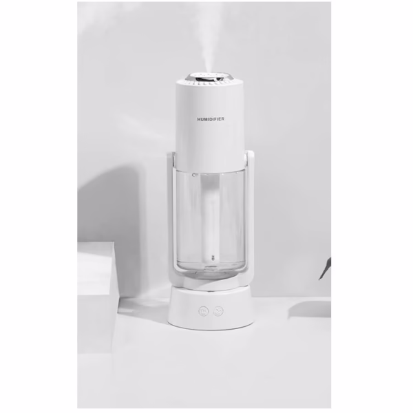 Umidificator si Purificator aer ultrasonic portabil, rezervor 200ml, cu ioni negativi, LED 7 culori, rotatie 360 grade, Alb - imagine 7
