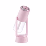 Umidificator si Purificator aer ultrasonic portabil, rezervor 200ml, cu ioni negativi, LED 7 culori, rotatie 360 grade, Roz - imagine 3