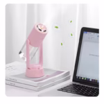 Umidificator si Purificator aer ultrasonic portabil, rezervor 200ml, cu ioni negativi, LED 7 culori, rotatie 360 grade, Roz - imagine 4