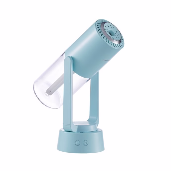 Umidificator si Purificator aer ultrasonic portabil, rezervor 200ml, cu ioni negativi, LED 7 culori, rotatie 360 grade, Turcoaz - imagine 3