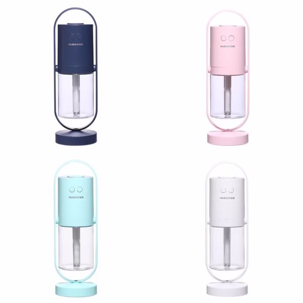 Umidificator si Purificator aer ultrasonic portabil, rezervor 200ml, LED 7 culori, rotatie 360 grade - imagine 2
