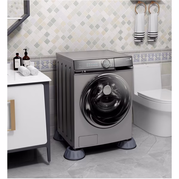 Set de 4 Picioare Antivibratii, Flippy, 8 cm, Gri, cu Ventuza Cauciuc, Instalare Rapida, pentru Masina de Spalat, Uscator sau Frigider - imagine 2