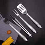 Set 4 ustensile pentru gratar Flippy, din otel inoxidabil, cu agatatoare, rezistente la temperaturi ridicate, argintiu - imagine 8