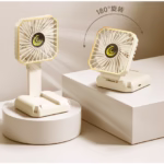 Ventilator Portabil, Flippy, de Gat, de Birou, Suport Telefon, 14 x 7 cm, Incarcare USB, din ABS, 3 Viteze, Alb - imagine 4