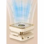 Ventilator Portabil, Flippy, de Gat, de Birou, Suport Telefon, 14 x 7 cm, Incarcare USB, din ABS, 3 Viteze, Bej - imagine 3