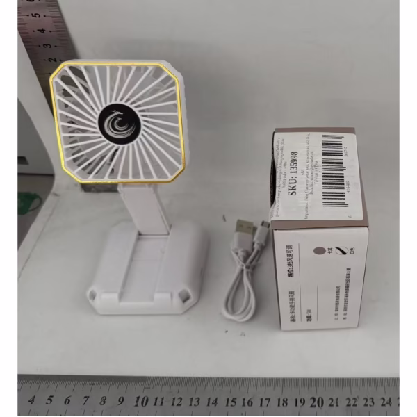 Ventilator Portabil, Flippy, de Gat, de Birou, Suport Telefon, 14 x 7 cm, Incarcare USB, din ABS, 3 Viteze, Alb - imagine 8
