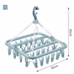 Uscator de rufe Flippy, 32 de cleme, Plastic, Pliabil, rotire 360 grade, 32x32 cm, Albastru - imagine 2