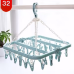 Uscator de rufe Flippy, 32 de cleme, Plastic, Pliabil, rotire 360 grade, 32x32 cm, Albastru - imagine 3