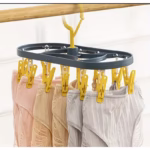 Uscator de Rufe Suspendat Flippy, cu 12 Carlige, Rotire 360 Grade, Protectie Vant, Mateiral Plastic, Usor de Depozitat, Multifunctional, 30 x 12.5 cm, Albastru/Galben - imagine 6