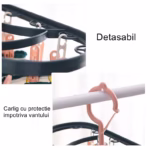 Uscator de Rufe Suspendat Flippy, cu 12 Carlige, Rotire 360 Grade, Protectie Vant, Mateiral Plastic, Usor de Depozitat, Multifunctional, 30 x 12.5 cm, Albastru/Roz - imagine 2