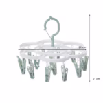 Uscator de Rufe Suspendat Flippy, cu 16 Carlige, Rotire 360 Grade, Mateiral Plastic, Usor de Depozitat, Multifunctional, 26 x 21 cm, Verde - imagine 2