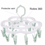 Uscator de Rufe Suspendat Flippy, cu 16 Carlige, Rotire 360 Grade, Mateiral Plastic, Usor de Depozitat, Multifunctional, 26 x 21 cm, Verde - imagine 3