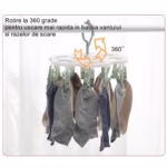 Uscator de Rufe Suspendat Flippy, cu 16 Carlige, Rotire 360 Grade, Mateiral Plastic, Usor de Depozitat, Multifunctional, 26 x 21 cm, Verde - imagine 5