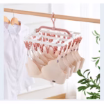 Uscator de Rufe Suspendat Flippy, cu 40 Carlige, Rotire 360 Grade, Protectie Vant, Pliabil, Patrat, Mateiral Plastic, Usor de Depozitat, Multifunctional, 36 x 24 cm, Alb/Roz - imagine 6