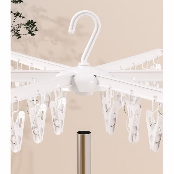 Uscator de Rufe Vertical, Flippy, 3 Niveluri, Pliabil, din ABS+PP+Otel Inoxidabil, Rotire 360 Grade, 178.7 x 75 cm, Alb - imagine 3