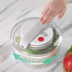 Uscator Manual pentru Salata si Verdeturi, Flippy, Plastic, 16x15x21 cm, Capacitate 3L, Alb - imagine 2