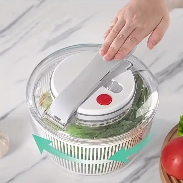 Uscator Manual pentru Salata si Verdeturi, Flippy, Plastic, 16x15x21 cm, Capacitate 3L, Alb - imagine 2