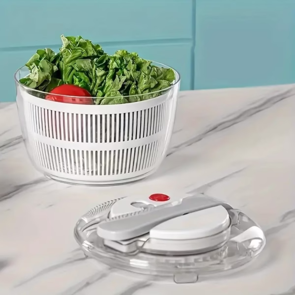 Uscator Manual pentru Salata si Verdeturi, Flippy, Plastic, 16x15x21 cm, Capacitate 3L, Alb - imagine 3