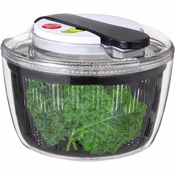 Uscator Manual pentru Salata si Verdeturi, Flippy, Plastic, 16x15x21 cm, Capacitate 3L, Negru - imagine 2