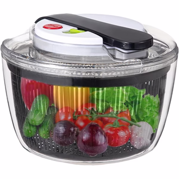 Uscator Manual pentru Salata si Verdeturi, Flippy, Plastic, 16x15x21 cm, Capacitate 3L, Negru - imagine 3