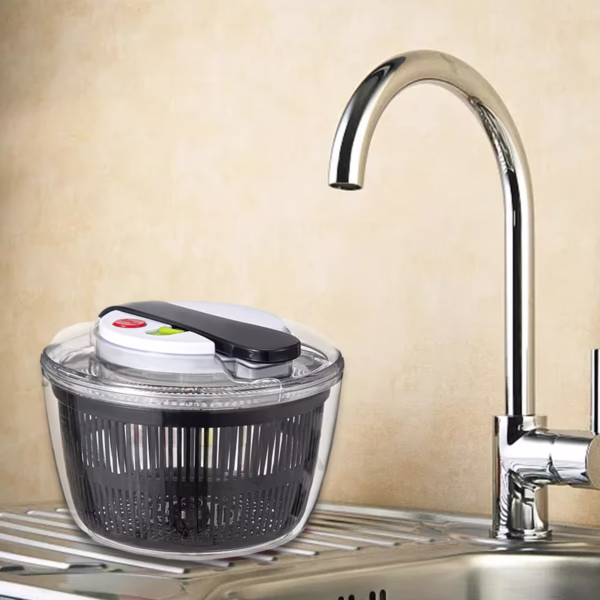 Uscator Manual pentru Salata si Verdeturi, Flippy, Plastic, 16x15x21 cm, Capacitate 3L, Negru - imagine 4