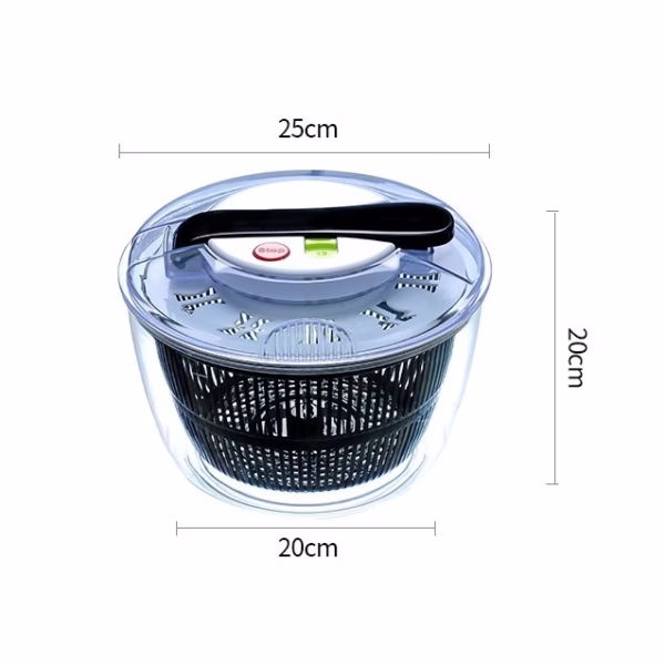 Uscator Manual pentru Salata si Verdeturi, Flippy, Plastic, 20x20x25 cm, Capacitate 5L, Negru - imagine 2