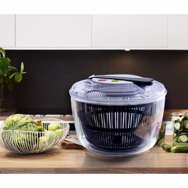 Uscator Manual pentru Salata si Verdeturi, Flippy, Plastic, 20x20x25 cm, Capacitate 5L, Negru - imagine 4