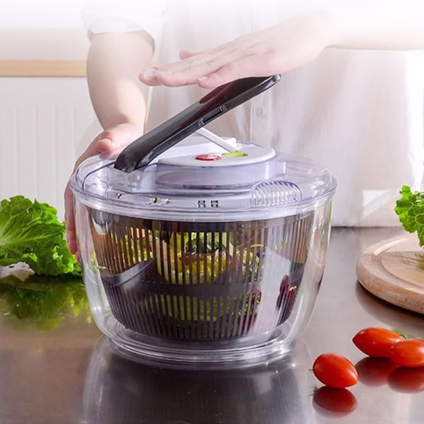 Uscator Manual pentru Salata si Verdeturi, Flippy, Plastic, 20x20x25 cm, Capacitate 5L, Negru - imagine 9