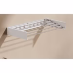 Suport Haine, Flippy, Depozitare si Uscare Rufe, din Aluminiu, Pliabil, Impermeabil, Montare prin Perforare, 100 cm, Alb - imagine 5