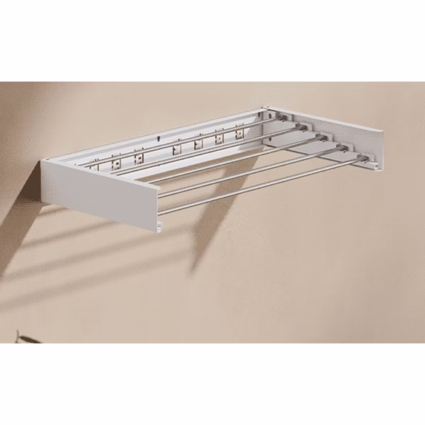 Suport Haine, Flippy, Depozitare si Uscare Rufe, din Aluminiu, Pliabil, Impermeabil, Montare prin Perforare, 100 cm, Alb - imagine 5