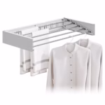 Suport Haine, Flippy, Depozitare si Uscare Rufe, din Aluminiu, Pliabil, Impermeabil, Montare prin Perforare, 100 cm, Alb