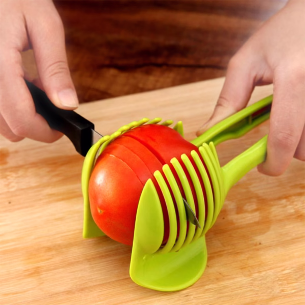 Ustenisla de bucatarie tip cleste pentru feliat fructe si legume Flippy, material ABS, 8 x 18.5 cm, verde - imagine 5