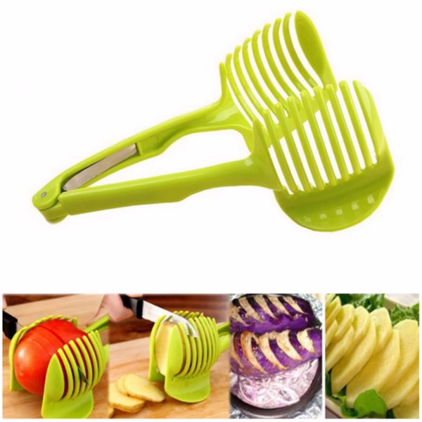 Ustenisla de bucatarie tip cleste pentru feliat fructe si legume Flippy, material ABS, 8 x 18.5 cm, verde - imagine 6