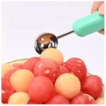 Ustensila bucatarie 4 in 1 pentru taiat si decorat fructe Flippy, material inox si plastic, compact, 28x6.2 cm, verde - imagine 7