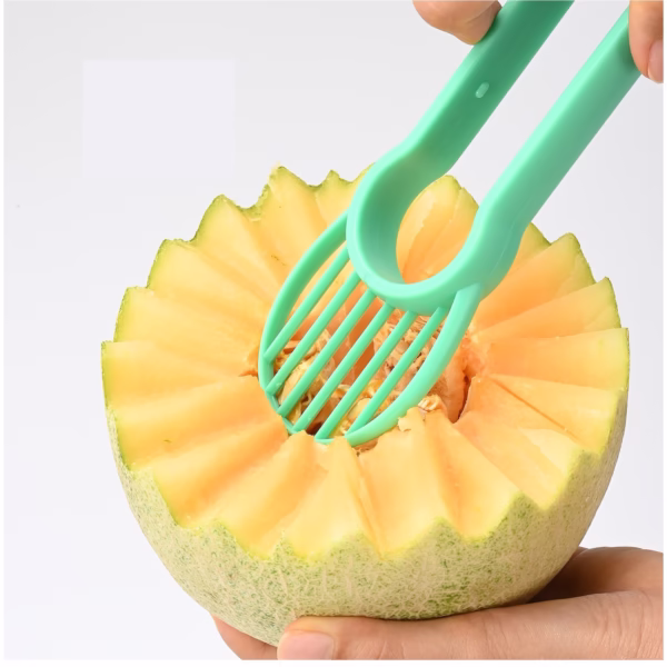 Ustensila bucatarie 4 in 1 pentru taiat si decorat fructe Flippy, material inox si plastic, compact, 28x6.2 cm, verde - imagine 8