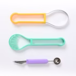 Ustensila bucatarie 4 in 1 pentru taiat si decorat fructe Flippy, material inox si plastic, compact, 28x6.2 cm, multicolor - imagine 4