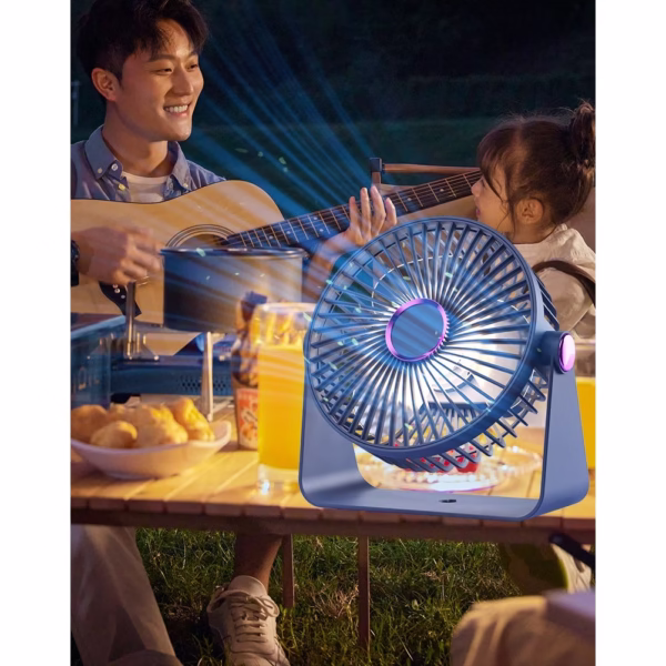 Ventilator 2in1, Flippy, de Masa/de Perete, Incarcare USB, 3.7 V, 4.5 W, 1200 mAh, 17.5 x 17 x 7.6 cm, Albastru Fumuriu - imagine 3