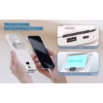 Ventilator Portabil Flippy, 3 in 1, de Mana, de Gat, de Birou, 16.7 x 8 x 1.9 cm, 3 Trepte de Viteza, Incarcare USB, Pliabil, Afisaj Digital, Suport Telefon, Alb - imagine 4
