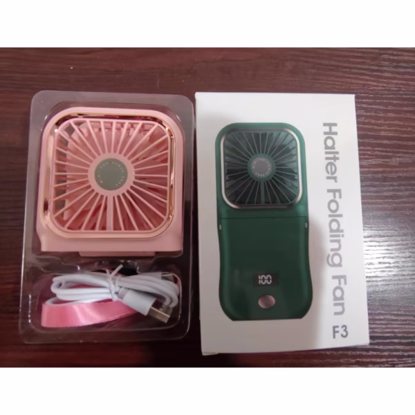 Ventilator Portabil Flippy, 3 in 1, de Mana, de Gat, de Birou, 16.7 x 8 x 1.9 cm, 3 Trepte de Viteza, Incarcare USB, Pliabil, Afisaj Digital, Suport Telefon, Roz - imagine 7
