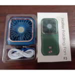 Ventilator Portabil Flippy, 3 in 1, de Mana, de Gat, de Birou, 16.7 x 8 x 1.9 cm, 3 Trepte de Viteza, Incarcare USB, Pliabil, Afisaj Digital, Suport Telefon, Albastru - imagine 7