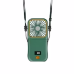 Ventilator Portabil Flippy, 3 in 1, de Mana, de Gat, de Birou, 16.7 x 8 x 1.9 cm, 3 Trepte de Viteza, Incarcare USB, Pliabil, Afisaj Digital, Suport Telefon, Verde - imagine 7