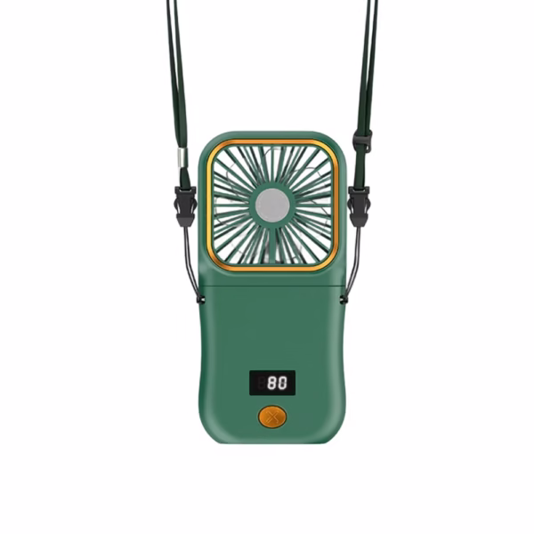 Ventilator Portabil Flippy, 3 in 1, de Mana, de Gat, de Birou, 16.7 x 8 x 1.9 cm, 3 Trepte de Viteza, Incarcare USB, Pliabil, Afisaj Digital, Suport Telefon, Verde - imagine 7