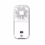 Ventilator Portabil Flippy, 3 in 1, de Mana, de Gat, de Birou, 16.7 x 8 x 1.9 cm, 3 Trepte de Viteza, Incarcare USB, Pliabil, Afisaj Digital, Suport Telefon, Alb