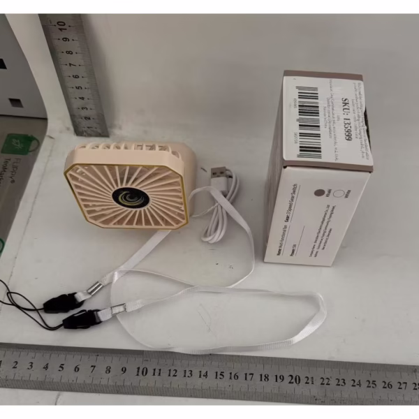 Ventilator Portabil, Flippy, de Gat, de Birou, Suport Telefon, 14 x 7 cm, Incarcare USB, din ABS, 3 Viteze, Bej - imagine 8