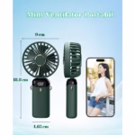 Ventilator Ultra Portabil cu Aromaterapie, Flippy, 3 in 1, de Mana, de Birou, de Gat, 5 Trepte de Viteza, Incarcare USB, Autonomie 12h, Pliabil, cu Ecran LCD, Verde - imagine 7