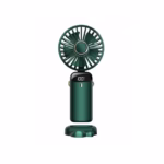 Ventilator Ultra Portabil cu Aromaterapie, Flippy, 3 in 1, de Mana, de Birou, de Gat, 5 Trepte de Viteza, Incarcare USB, Autonomie 12h, Pliabil, cu Ecran LCD, Verde - imagine 8