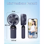 Ventilator Ultra Portabil cu Aromaterapie, Flippy, 3 in 1, de Mana, de Birou, de Gat, 5 Trepte de Viteza, Incarcare USB, Autonomie 12h, Pliabil, cu Ecran LCD, Albastru - imagine 4