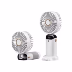 Ventilator Ultra Portabil cu Aromaterapie, Flippy, 3 in 1, de Mana, de Birou, de Gat, 5 Trepte de Viteza, Incarcare USB, Autonomie 12h, Pliabil, cu Ecran LCD, Alb - imagine 7
