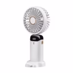 Ventilator Ultra Portabil cu Aromaterapie, Flippy, 3 in 1, de Mana, de Birou, de Gat, 5 Trepte de Viteza, Incarcare USB, Autonomie 12h, Pliabil, cu Ecran LCD, Alb - imagine 8